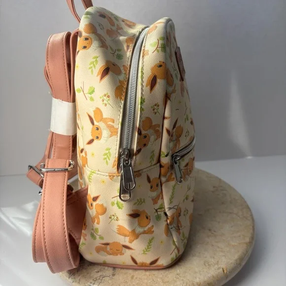 Loungefly Pokemon Eevee Mini Backpack Cream Floral Allover Print Bag FLAW - Picture 7 of 13
